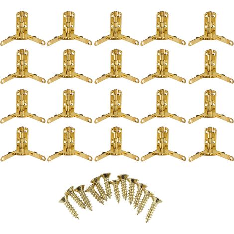 CCYKXA Set of 20 mini decorative wooden hinges with gold fasteners (1/5)