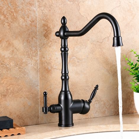 Mitigeur cuisine 3 voies noir antique eau chaude et froide et eau purifiée 1,5 kg – Livraison gratuite
