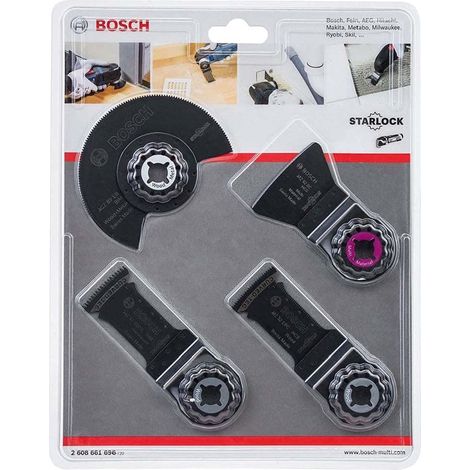Bosch Home and Garden Set da 4 Pezzi per pavimento e installazione per utensili multifunzione, Starlock, accessori per utensili multifunzione, Nero (1/5)