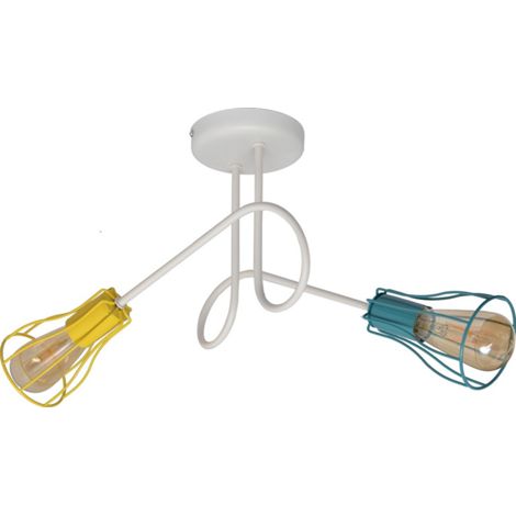 Helam OXFORD Plafonnier semi-encastré à bras multiples Blanc, Jaune, Turquoise 42cm