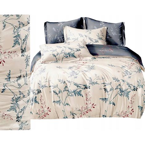 Juego de cama de franela de 200x220 cm + 2 fundas de almohada de 70x80 cm con cremallera, cálido, flores, rosas. (1/5)