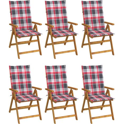 vidaXL Chaises pliantes 6 pièces avec coussins en bois d'acacia massif (1/5)