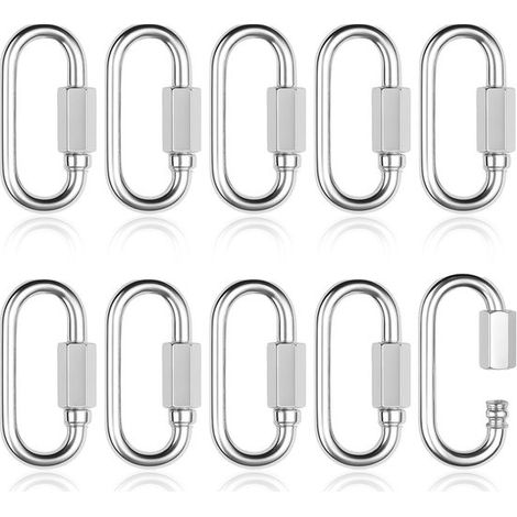 Paquete de 10 mosquetones de acero inoxidable, XS, M3.5, Anillos de conexión / Clips de seguridad con cierre de rosca, camping, senderismo (1/5)