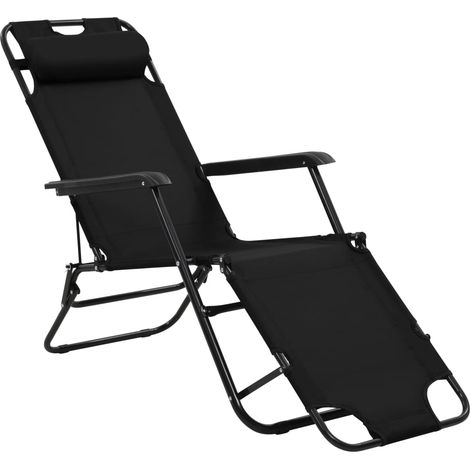 Maison Exclusive - Lettini Prendisole 2 pz Pieghevoli con Poggiagambe Acciaio Nero (1/5)
