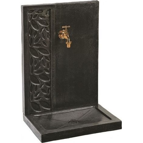 Fontaine de jardin motif feuille ton ardoise – Hauteur 70cm – Largeur 47cm – Profondeur 33cm – Aménagement d'eau décoratif – Hairie Grandon