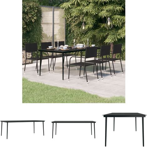 Stahl Esstisch - vidaXL Garten-Esstisch Schwarz 200x100x74 cm Stahl und Glas - Glas Esstisch (1/5)