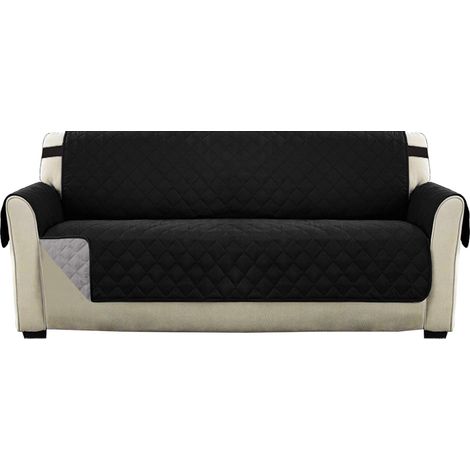 AIDUCHO Housse Réversible Double Face Pour Canapé Matelassé, Luxury Extra, Doux, À L'eau Avec Sangles De Fixation Élastiques, (Canapé Surdimensionné, Noir) (1/5)