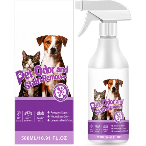 Spray désodorisant et détachant pour animaux, convient aux chats et aux chiens, parfum frais, élimine les odeurs de surface, idéal pour les familles avec plusieurs animaux, grand format 500 ml SKU0005 (1/5)