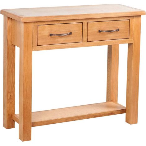 vidaXL Table console avec 2 tiroirs 83x30x73 cm Bois de chêne massif (1/5)