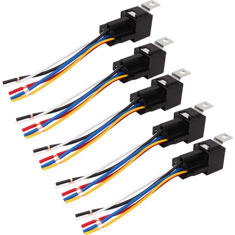 Kit de 5 relais automobiles 5 broches 40 A 12 V étanches à contacts en cuivre. (1/5)