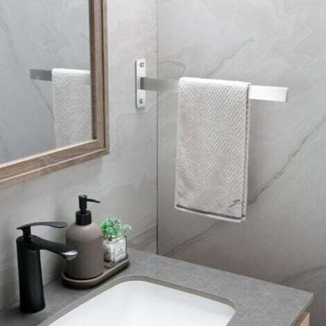 Porte Serviette Salle de Bain Double Porte-Serviettes Murale Brossé en Acier Inoxydable Argent pour Salle de Bain, Cuisine (1/4)