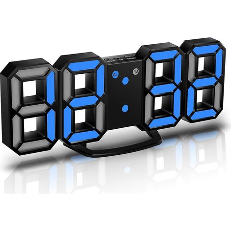 Horloge murale LED 3D avec luminosité réglable et alarme (1/5)