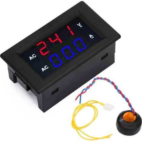 Voltmeter Amperemeter, AC 100-300V 0-50A Multifunktions-Voltmeter mit LED-Digitalanzeige und Transformator (Rot Blau) (1/5)