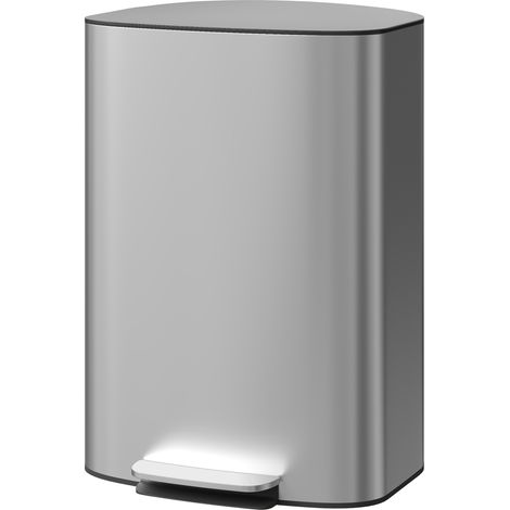 HOMCOM Pattumiera a Pedale 50L Coperchio Ammortizzato a 90° e Secchio Rimovibile