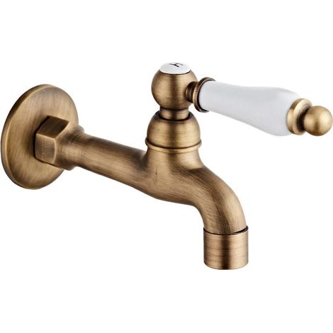 Robinet extérieur en laiton antique (style F) : robinet de jardin mural pour machine à laver/salon, robinet simple pour balai d'eau froide. (1/5)