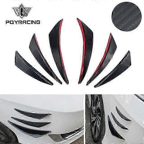 PQY - Kit de 6 ailettes de pare-chocs avant universelles, diffuseurs, ailerons, spoiler de carrosserie, canards, jupe avant, kit de tuning pour voiture (1/5)