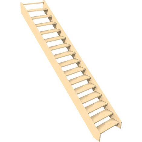 Gavia Escalier Droit Confort En Bois Brut- Sapin 288 Cm Sans Contremarches