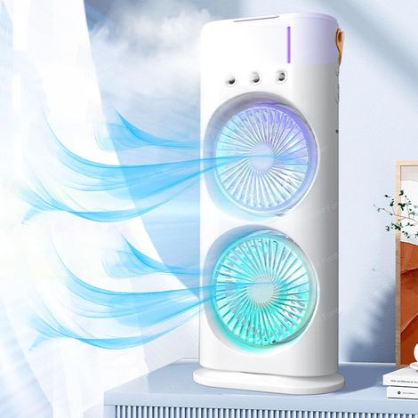 Ventilateur à double tête oscillante, fonctionnement à 3 vitesses, circulation d'air bidirectionnelle, oscillation à 90° et fonctionnement silencieux. (1/5)