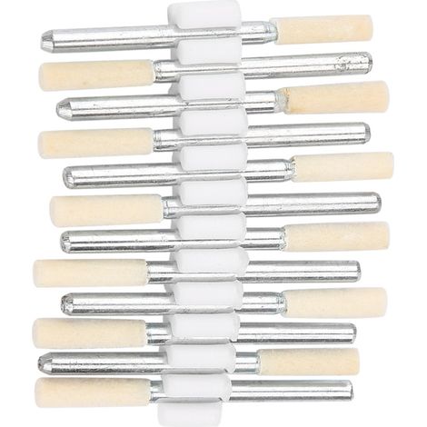 12 têtes de polissage cylindriques en laine, roue de lustrage à tige de 3 mm pour outil rotatif (3 mm)