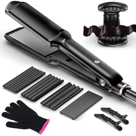 Fer à lisser, Sertir avec 4 plaques de Céramique de Tourmaline Interchangeables Pour Donner Chauffage Rapide 4 Contrôle de la Température Hair Straightener Fast Heating for All Hair Types (1/5)