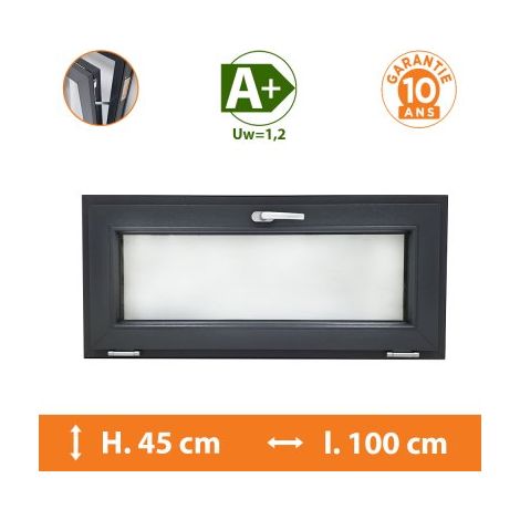 Direct Fenêtres – Châssis abattant gris anthracite 70mm – Double vitrage 4/16/4 – Isolation thermique A+ – Type d'ouverture abattant – Garantie 10 ans (1/5)