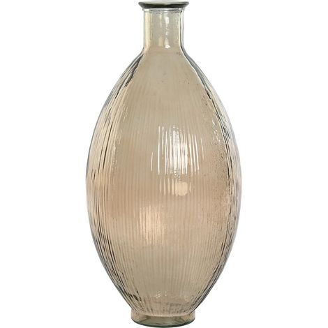 Jarron Cristal Reciclado 30X30X59 Rayado Champan (1/3)