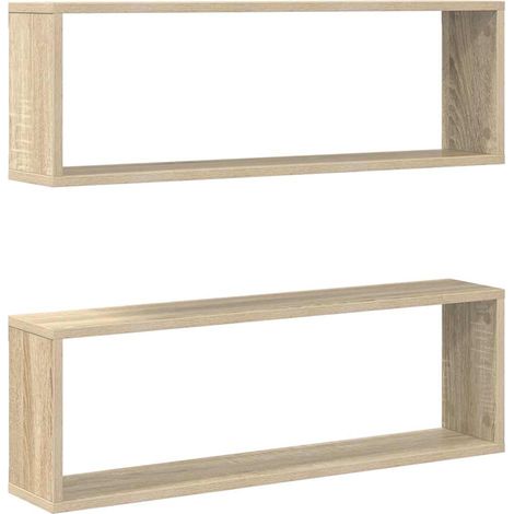 Estantes cubos de pared 2 uds contrachapada roble 80x15x26,5 cm vidaXL