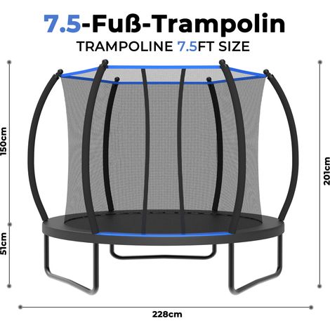 Trampoline de 2,3 m avec filet de sécurité - Trampolines récréatifs avec échelle, homologués ASTM, trampolines d'extérieur pour enfants (1/4)