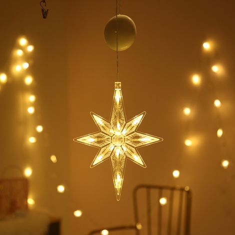 Suction cup window light, LED, Christmas trees, deer bell, star, hanging garland, wall decoration (1/5)