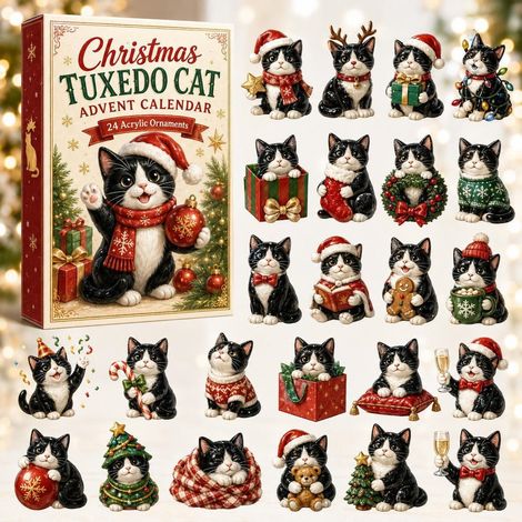 schwarz-weiße Katze zu Weihnachten Adventskalender 2026 2D