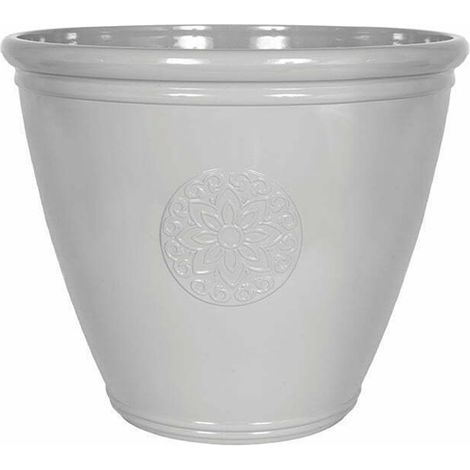 45cm Large Eden Emblem Plant Pot - Plastic - L45 x W45 x H38 cm - Grey