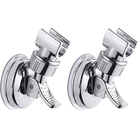 Support de Douchette à Ventouse - ABS Réglable - Pour Salle de Bains Sans Perçage - 7 x 7 x 10 cm - Lot de 2 (1/5)