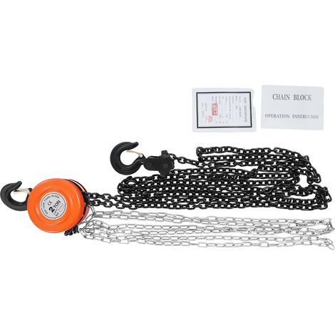 Palans à chaîne manuels, capacité de levage de 2T, construction en acier durable, Orange (1/2)