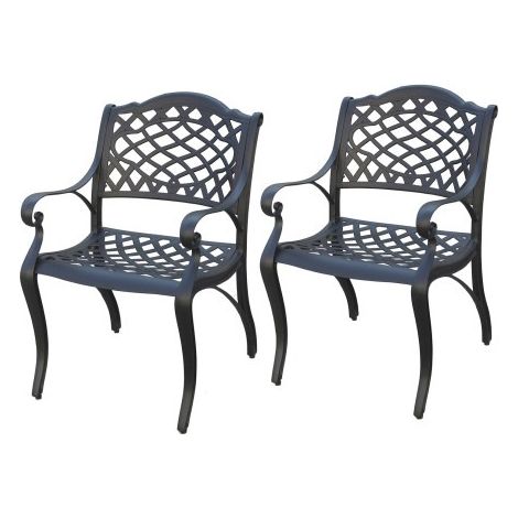 Coppia di sedie nere in alluminio pressofuso verniciato 64x67 - H.88 cm