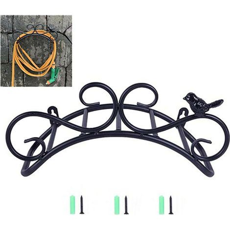 Ulisem Kartokner Support de Tuyau Support Mural Support de Tuyau de Jardin Supports de Suspension fixés au Mur décoratif Support de Tuyau de Jardin en Fonte (35 x 17 x 15 cm, Noir) (1/5)
