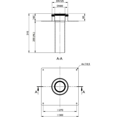 ATEC Kaminabschluß f.Unterdach DN 80/125 300 x 300mm, weiss, 1538 (1/3)