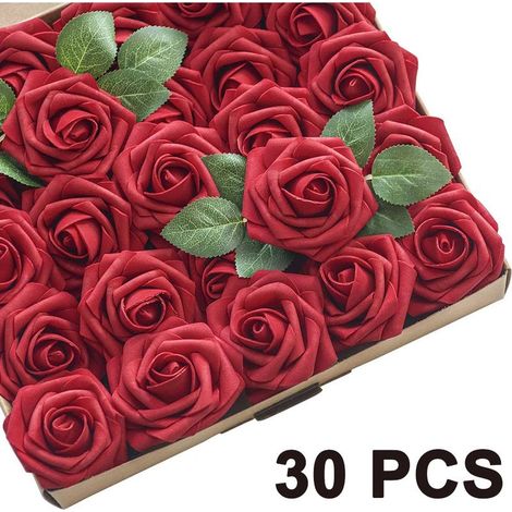 Fleurs artificielles en mousse, 25/30 roses bulles avec tige, pour compositions florales de mariage, centres de table, bouquets et décorations de fête à faire soi-même. (1/4)