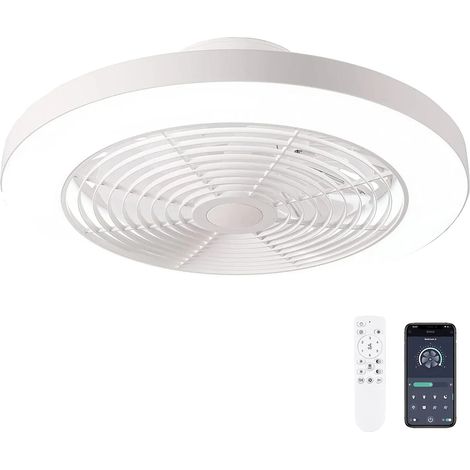 Ventilador de techo, mando a distancia, luz LED regulable, BLANCO (1/2)