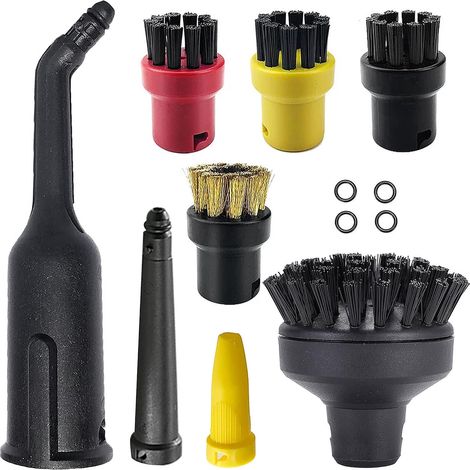 Lot de 12 Accessoires pour Nettoyeur Vapeur Karcher Easyfix SC1 SC2 SC3 SC4 SC5 Kit, Comprenant 4 Brosses Rondes, 1 Grande Brosse Ronde, et 3 Buse Pièces Détachées (1/5)