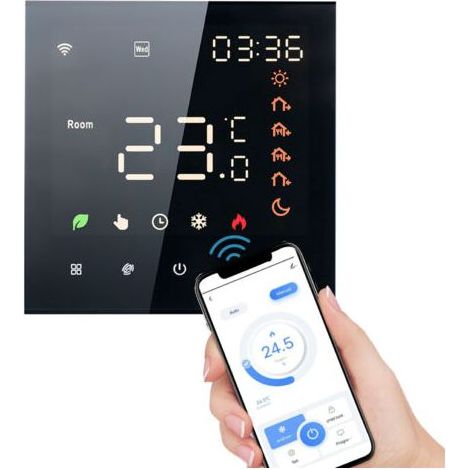 Termostato WiFi smart voice control, display LCD digitale programmabile 3A, touch screen, termostato di riscaldamento a pavimento, a parete termostato per il riscaldamento dell'acqua (1/5)