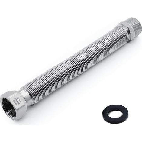 Tuyau Flexible Ondule en Acier Inoxydable de 3/4" 20/27 - Longueur Réglable de 200 à 400 mm - Tuyau de Raccordement Universel en Acier Inoxydable (1/5)