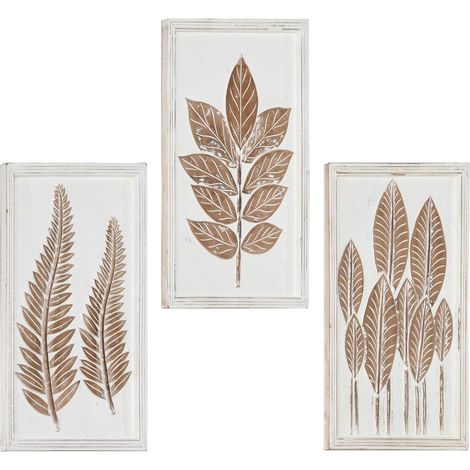 Décor artistique 3 pcs Marron et blanc 40 x 40 x 1,5 cm (1/5)