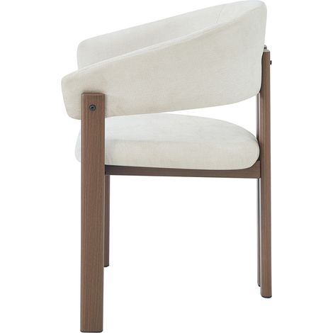 6 sedie da pranzo con braccioli, metallo effetto noce e lino beige (1/5)