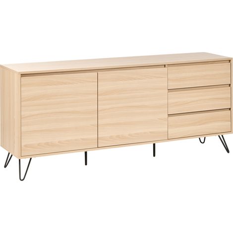 Aparador 2 puertas tablero aglomerado 2 cajones estilo minimalista marrón claro Cardigan