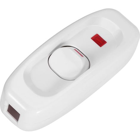 Interrupteur Marche/Arrêt Interrupteur de Lampe, AC 250V 10A Inline on/Off Table Lampe de Bureau Cordon Câble Interrupteur avec Voyant LED (Blanc) (1/5)