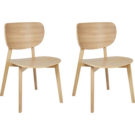 Conjunto de 2 sillas de comedor estructura y patas de madera de caucho clara Overly