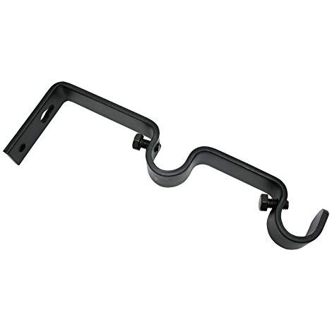 Gardinia Supporto Doppio per bastoni per Tende con Ø 16 mm, 7/7 cm, incl. Materiale di Montaggio, Linea Memphis, Nero Opaco (1/3)