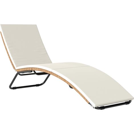 Bain de soleil en résine tressée transat de jardin design en S courbe naturelle structure robuste acier coussin crème