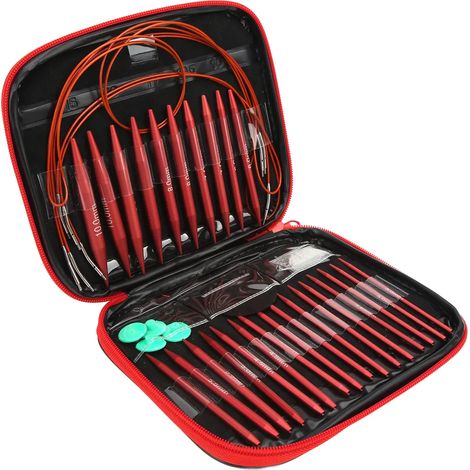 Set di ferri da maglia, ferri da maglia circolari, ferri da maglia circolari, set di ferri circolari, set di ferri da maglia, staccabili, rotondi, intercambiabili, kit di ferri da maglia, alluminio ro