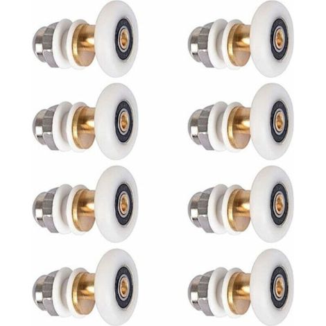 Roulette de porte de douche, roue de porte coulissante pour cabine de douche, roulettes de remplacement pour roulettes avec diamètre de roue 27 mm, 8 pièces (1/5)